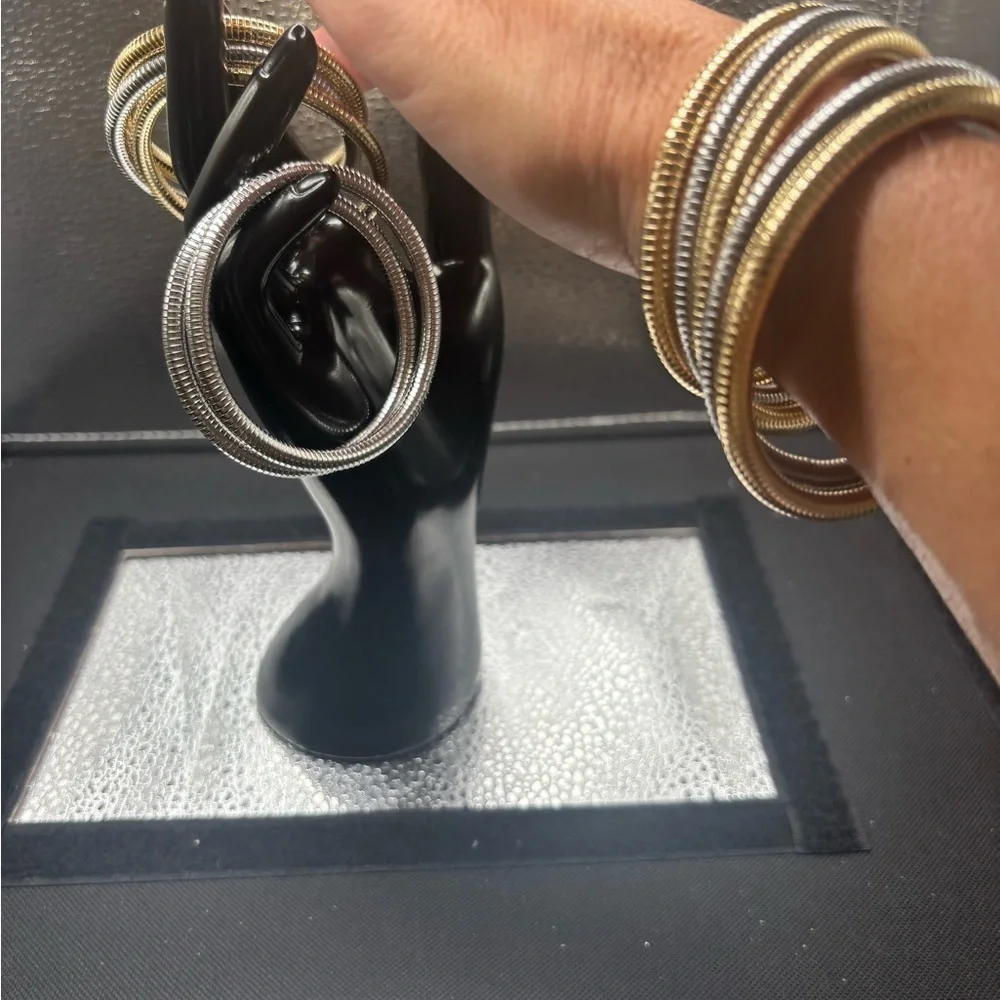 Elegant Gold and Silver Stretchy Bangles